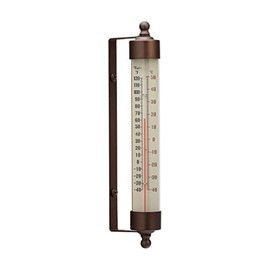 Taylor Heritage Collection Spirit-Filled Metal Thermometer, Indoor Outdoor Wireless Thermometer for Patio, Pool, and Indoor Areas, 7.5-inch, Bronze