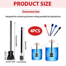LUCTHY Epoxy Resin Mixer Paddles with Extension Rod, 4pcs Paint Mixer Drill Mixer Attachment Mixing Tool for Mixing Epoxy Resin, Paint, Pigment, Glaze