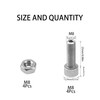 Rrina 4Pcs 304 Stainless Steel Cylindrical Hollow Hexagon Socket Screw