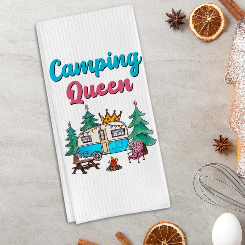 Camping Gifts Kitchen Towels for Camp Lovers, Camping Queen Decorative