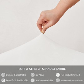 NICEEC Spandex Chair Covers for Dining Chairs Covers Set of 6 Removable Dining Room Chair Covers with Skirt Parson Chair Slipcovers Washable Chair Protector for Kitchen Wedding Party Banquet(White)
