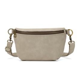 KL928 Women's Men's Unisex Waist Bag Bum Bag Chest Bag Medium Soft Faux Leather, beige, Casual