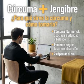 Suplemento Alimenticio Para Hombre Con Curcuma y Jengibre - Tawr Elements Turmeric 60 Capsulas (500mg) - Con Pimienta Negra Y Aceite De Coco - Formula