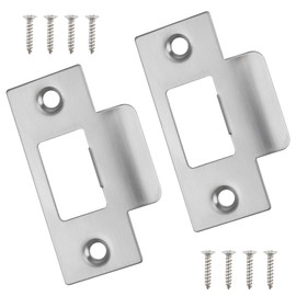 2PCS Door Strike Plate, Strike Plate Silver Door Latch Strike Plate, 70 MM X 40 MM Stainless Steel Door Latches for Internal Door Strike Plate