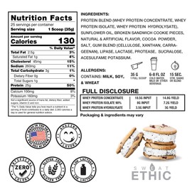 Sweat Ethic Whey'd Protein Powder, 25 G Whey Protein Blend with Concentrate (30 Ounce, Ice Cream Cookie Sandwich)