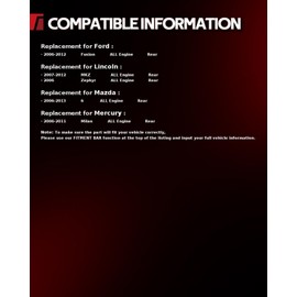 Torchbeam Rear Disc Ceramic Brake Pads Kit Fits2006-2012 Ford Fusion, 2006-2013 6, 2007-2012 Lincoln MKZ, 2006-2011 Mercury Milan,2006 Lincoln Zephyr,4pcs Automotive Replacement Brake Pads,D1161