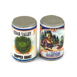 MyTinyWorld 2 x Dolls House Miniature J. J. Lassiter Chopped Kraut Can (1920s)