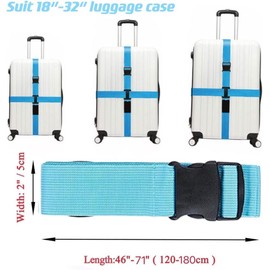 Fachoige 6 Pack Blue Luggage Straps for Suitcases, Luggage Straps, TSA Approved Heavy Duty Suitcase Belts with Quick Release Buckle, Premium Accessory for Travel Bag Closure