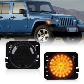 POPMOTORZ LED Side Indicator Indicator for J-eep Wrangler JK 2007-2015 with Canbus Error Free 4014 SMD Black Pack of 2