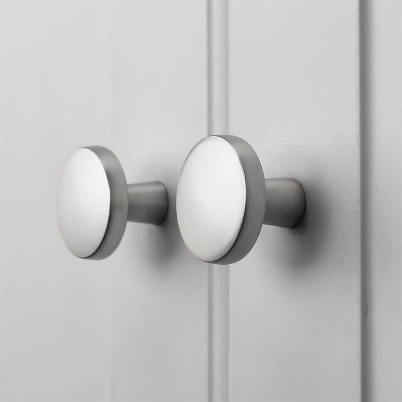 LONTAN Pack of 15 Furniture Knobs, Matt Silver Cupboard Knobs,