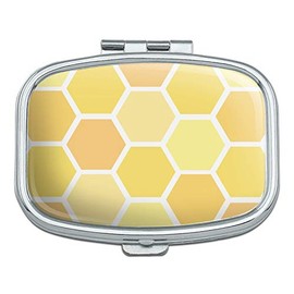 Yellow Honeycomb Pattern Rectangle Pill Case Trinket Gift Box