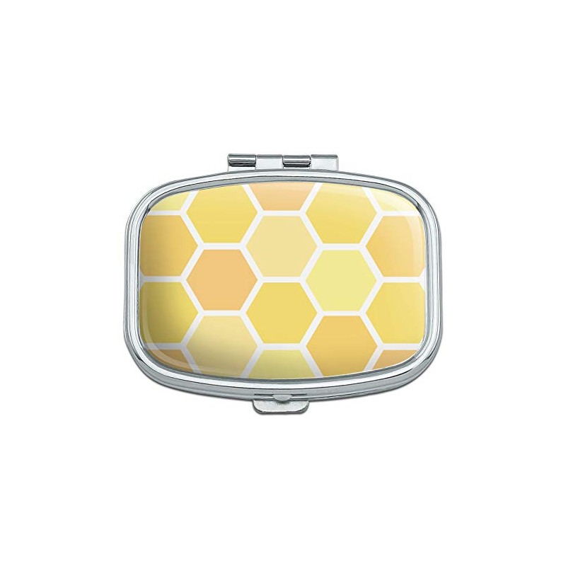 Yellow Honeycomb Pattern Rectangle Pill Case Trinket Gift Box