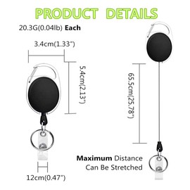 QOOWFEANIG Heavy Duty Retractable Badge Holders,10Pcs ID Badge Holder, Badge Reel, Retractable ID Card Holder, Key Chain Holder,Metal Badge Reel, Heavy Duty ID Card Holder