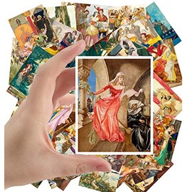 Large Stickers (24 pcs 2.5"x3.5") Fairy Tales Small People Vintage Book Illustration by Harry Thaker William Robinson (Medieval Knight Tales)