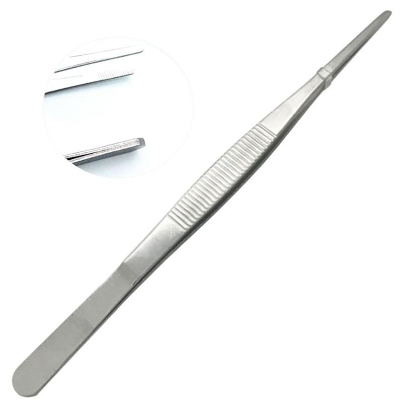 (1Pc) 100mm Stainless Steel Tweezers with Curved Serrated Tip Set,