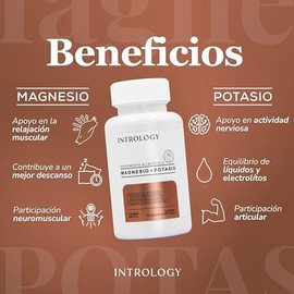 INTROLOGY Magnesio  Potasio, Citrato y Glicinato de Magnesio, Citrato de Potasio  60 Cápsulas de Gelatina dura, Rinde 30 días