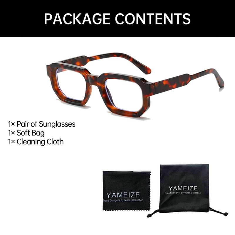 YAMEIZE Rectangle Blue Light Blocking Glasses for Women Men Small