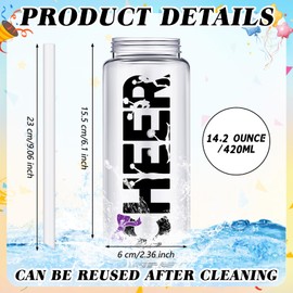 Pickmesh 24 Pcs Cheerleading Gift Cheerleader Tumbler Cups with Lid and Straw, 14 oz Reusable Plastic Cheer Water Bottle, Cheerleader Gifts Bulk for Women Girl Team(Purple)