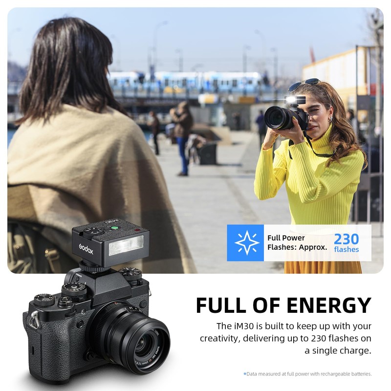 GODOX iM30 Mini Camera Flash Speedlite, GN15 CCT 6500K±200K Color
