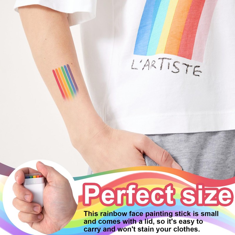 SmallCat 2 Rainbow Face Paint Sticks, Festival Makeup for Face,
