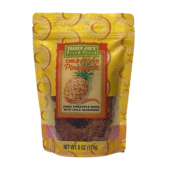 Trader Joe's Chili Spiced Pineapple - Dried Pineapple Rings with Chili Spice - 6oz Bag