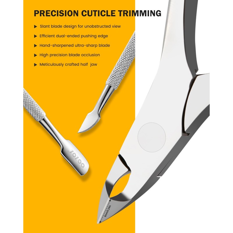 BEZOX Cuticle Nippers with Cuticle Pusher Set - Precise Cuticle