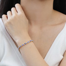 FANCIME Women's Tennis Bracelet, Width 0.2 inch (4 mm), 12 Months, Birthstone Tennis Bracelet, 14K Gold Plated, 925 Sterling Silver, Power Stone, Unisex, Brand, Reward, Birthstone, Anniversary, Gift,