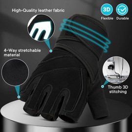 NEUTYPECHIC Women's Sports Gloves, Men's Sports Gloves with Wrist Strap, Ventilated Gym Gloves, Women's Training Gloves, Men's Weight Training Gloves for Strength Training, Cycling, Weightlifting
