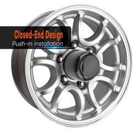 GTownWorks 3.27inch Stainless Steels Trailer Wheel Center Caps 83mm Fit 3.27" Center Bore Truck Trailer RV SUV Black Push Through Wheel Cover, 4Pcs, Inside Height 2.95in