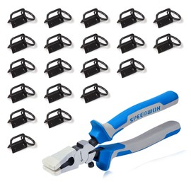 SPEEDWOX 20 Pcs 1" Dark Black Key Fob Hardware Set with Key Fob Pliers, 8 Inches Glass Breaking Pliers with Rubber Tips TPR Handles, for Wristlet Keychain Key Lanyard Making
