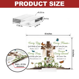 ARTSYWIX Christian Gifts for Women Men, Memorial Plaque Table Decor, Jesus Faith Cross God Religious Gifts, Inspirational Gift for Women Mom Daughter Friends, Bible Verse Prayers Desk Sign