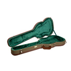Crossrock Master Series - Wooden SG Electric Guitar Case - Security Lock, Genuine Leather Handle, Reinforced Hardware, Metal Feet, Storage Space- Olive Green Tweed (CRW720SGOG)