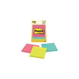 Post-it Ultra Colors Lined Note Pad 3" x 3", Assorted Colors 3 ea