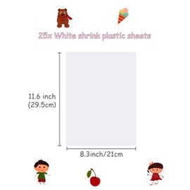 Auihiay 25 Sheets White Printable Shrink Plastic Sheets, Shrink Films Papers for Inkjet Printer Kids DIY Art and Mothers Day Gifts Craft Activity, 8.3 x 11.6 inch / 21 x 29.5 cm