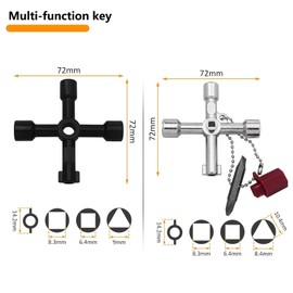 WISIRENT 9 pieces universal key tap key, universal key, tap key, control cabinet key, triangular, multifunctional key made of stainless steel for electricity meter, water meter