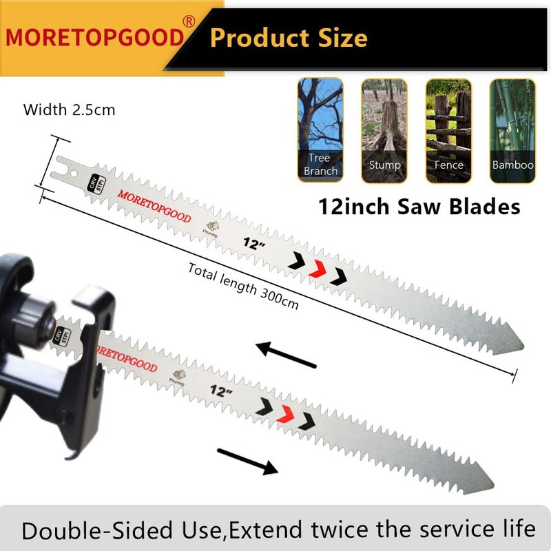 MORETOPGOOD Double-Sided Teeth Reciprocating Saw Blades,12 Inch Wood Pruning Japanese