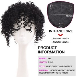 KRSI Short Afro Curly Synthetic Hair Topper Hair Pieces for Men and Women, Omber Blond Wiglets Hairpieces Toppers Pieces Wigs for Black Women With Thinning Hair Topper With Bangs(1B/27)