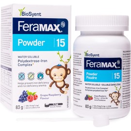 FeraMAX Pd Powder 15 - Oral Iron Powder Supplement for Children - Maintain Iron Levels, Boost Energy and RBC Production Helps Prevent Iron Deficiency and Iron Deficiency Anemia - No Staining Effect on Teeth and Pleasant Grape and Raspberry Flavor - 83g 120 Doses