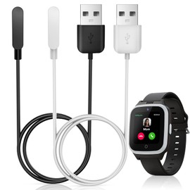 [2-Pack]Magnetic Charger Compatible with Cosmo JrTrack/Cosmo JrTrack 2 Kid’s Smartwatch, Portable Magnetic Replacement USB Charging Cable Accessories for Cosmo JrTrack/Cosmo JrTrack 2, Black + White
