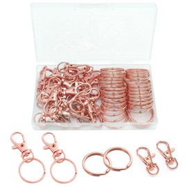 60 Pcs Premium Rose Gold Swivel Clasps Lanyard Snap Hooks with Key Rings, Key Chain Clip Hooks Lobster Claw Clasps for Keychain Clip Lanyard, Jewelry Making, DIY Crafts