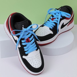 Stepace 2 Pairs Flat Shoelaces, 8mm Wide Premium Replacement Shoe Laces for Trainers, Sports, Casual Shoes, Blue (blue)