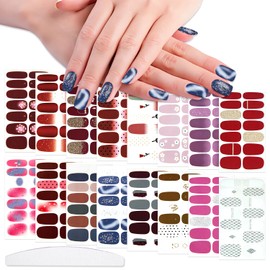 WOKOTO 16 Sheets Mix Cute Design Gel Nail Strips Nail Polish Strips Nail Stickers Full Nail Wraps for Women Flower Gradient Nail Polish Stickers Gel Stickers for Nails Fingernail Stickers for Women