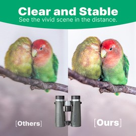 Huhloch High Power 10x42 Binoculars for Adults, Rubber Armor Full-Size with Metal Center Focus Knob, Wild Field of Vision and Tripod Adapatable, Portable to Bird Watching, Hunting with Strap & Bag