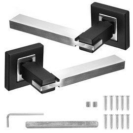 Decoranddecor Duo Colour Door Handles Internal – Aluminium Silver and Black Door Handle Sets for Interior Doors |Internal Door Handles with Bathroom Door Lock and Turn and Release | Nexus Range