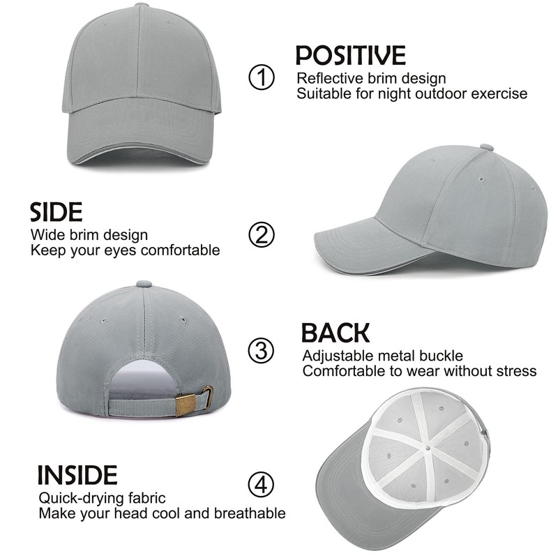 Kordear Baseball Caps Mens - Plain Reflective Baseball Hat Mens