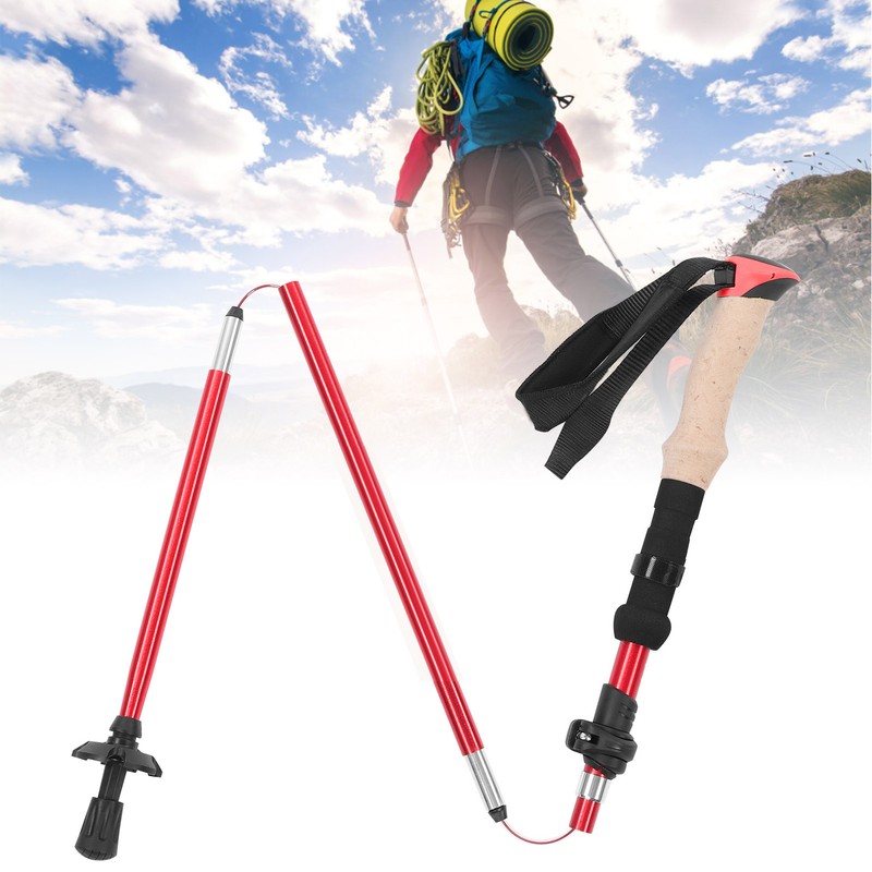 Telescopic Hiking Pole Portable Aluminum Alloy Folding Walking Stick for