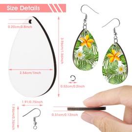 ASTER 30 Pieces Sublimation Blank Earrings, Teardrop Sublimation Blanks Products Heat Transfer Earring Ornament Blanks with Earring Hooks and Jump Rings for Jewelry DIY Making Supplies
