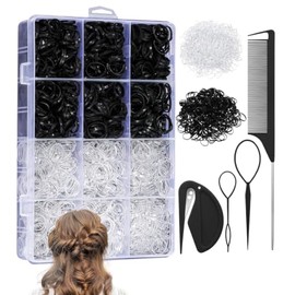 Bandas Elásticas para el Cabello Duraderas,Mini Bandas de Goma Negro&Blanco | Pequeñas Gomas Elásticas para el Cabello, Herramientas de Peinado,con Herramientas de Maquillaje Complementarias