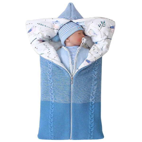 Petyoung Newborn Baby Swaddle Blanket, Multifunction Stroller Wrap Sleeping Mat Thick Warm Sleeping Bag for Baby Boys Girls 0-12 Months