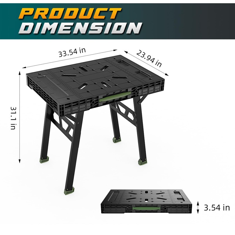 Foldable Work Bench,Easy Step Protable Work Table,34" W x 25"